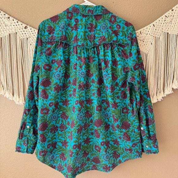 SUNDANCE Rhea Floral eyelet Button Down Shirt Size Large E - Picture 3 of 11